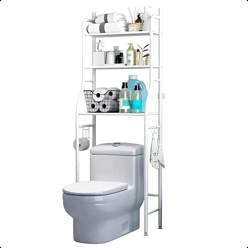 ESTANTE ORGANIZADOR PARA BAÑO CON 3 NIVELES DE METAL BLANCO - 1