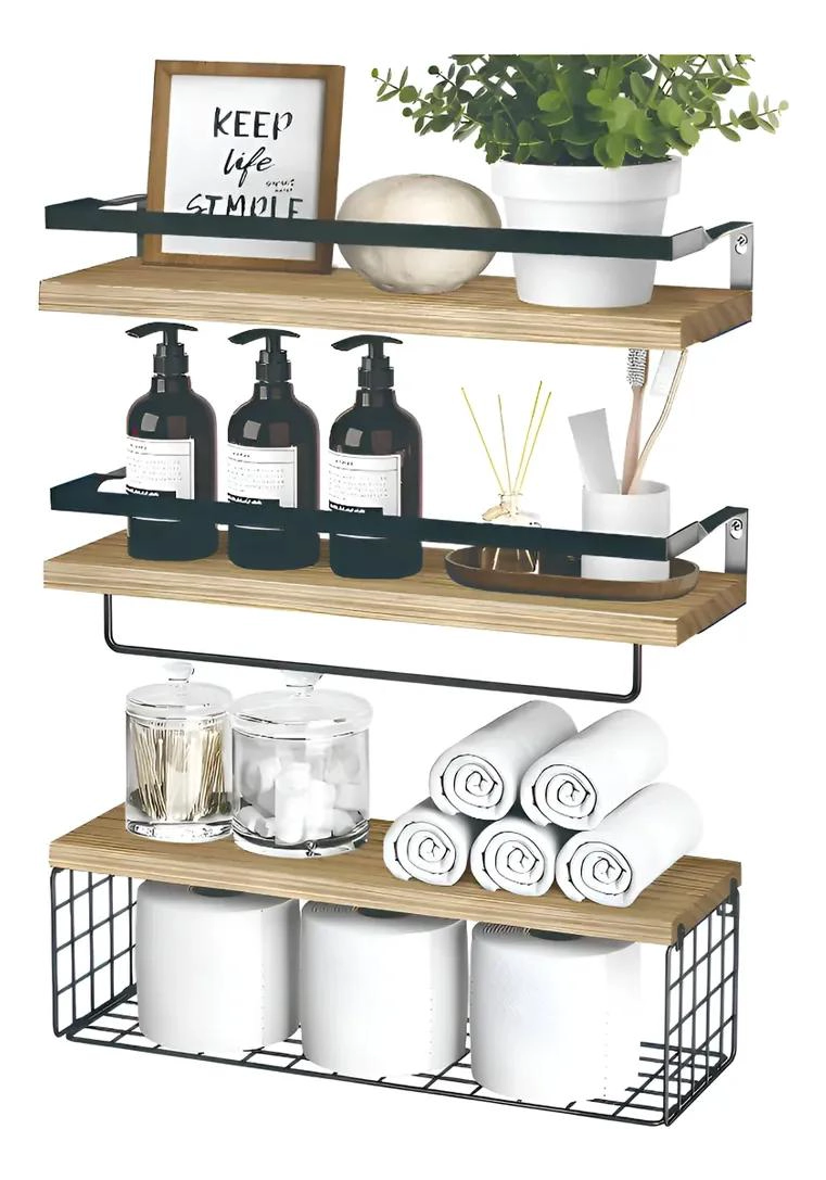 KIT DE REPISAS FLOTANTES PARA PARED ESTANTE ORGANIZADOR BAÑO - 1
