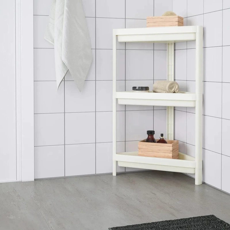 ESTANTE ESQUINERO PARA BAÑO DE 3 NIVELES COLOR BLANCO 33X33X71 CM - 1