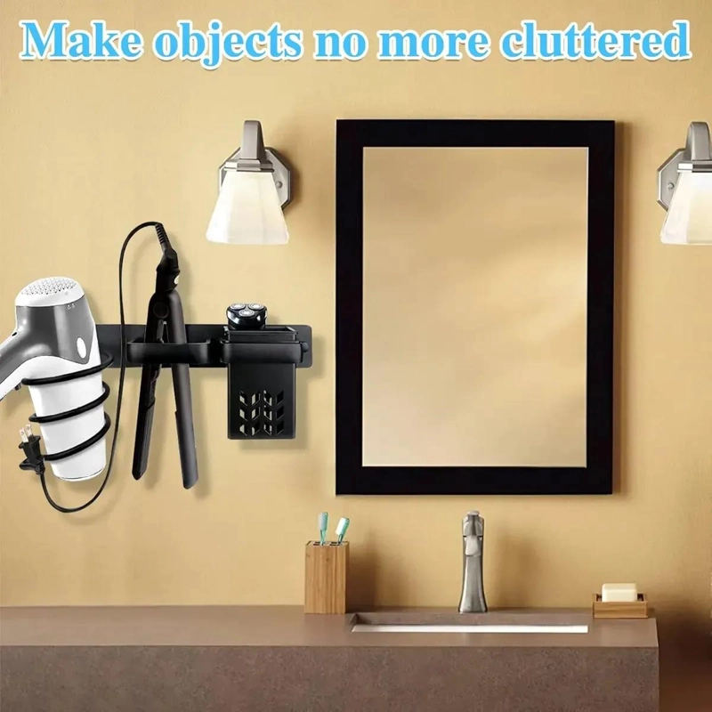 SOPORTE DE PARED 3 EN 1 PARA SECADOR Y PLANCHA DE CABELLO - 3