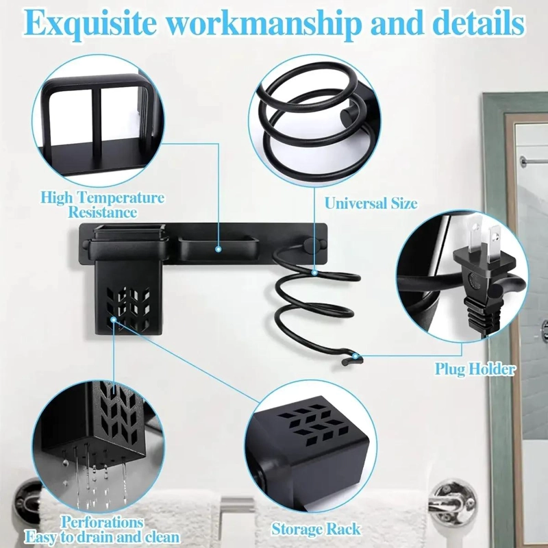 SOPORTE DE PARED 3 EN 1 PARA SECADOR Y PLANCHA DE CABELLO - 4