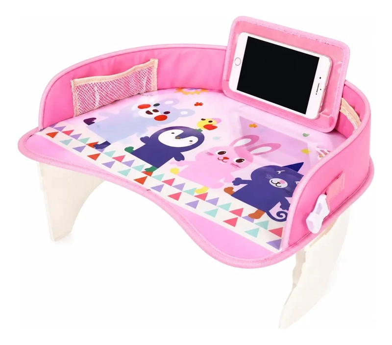 MESA BANDEJA ORGANIZADORA PARA VIAJES INFANTILES COLOR ROSADO - 1
