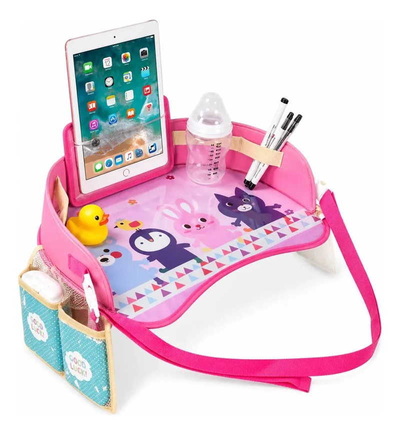 MESA BANDEJA ORGANIZADORA PARA VIAJES INFANTILES COLOR ROSADO - 4