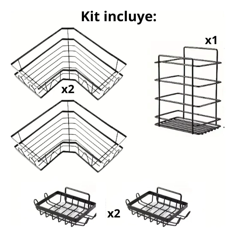 SET DE 2 ORGANIZADORES ADHESIVOS PARA DUCHA EN COLOR NEGRO - 3