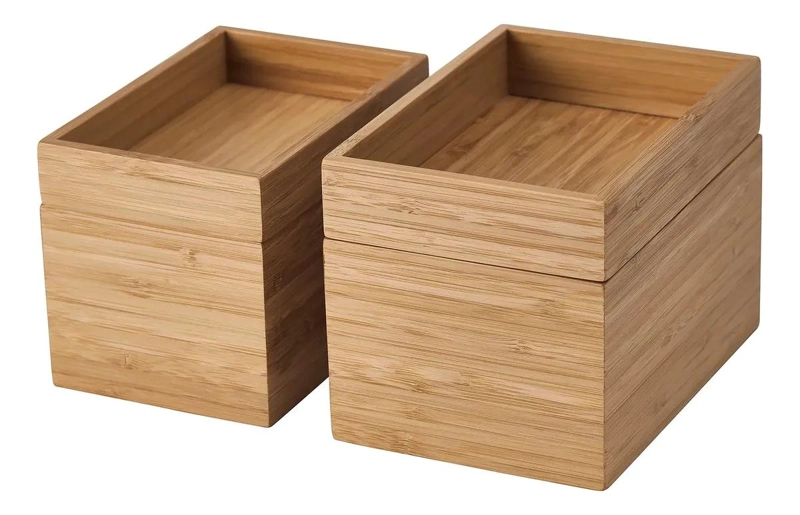 SET DE 4 CAJAS ORGANIZADORAS DE BAMBU PARA BAÑO CON MEDIDAS VARIADAS - 1