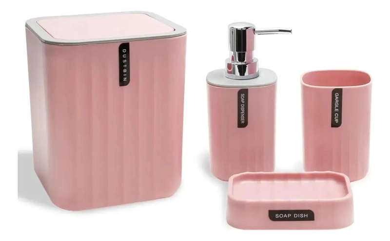SET DE ACCESORIOS PARA BAÑO CON ORGANIZADOR Y CORTINA DE 5 PIEZAS - 2