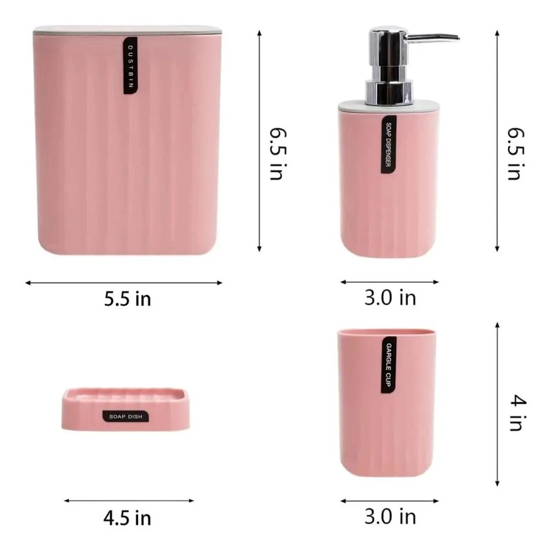 SET DE ACCESORIOS PARA BAÑO CON ORGANIZADOR Y CORTINA DE 5 PIEZAS - 5