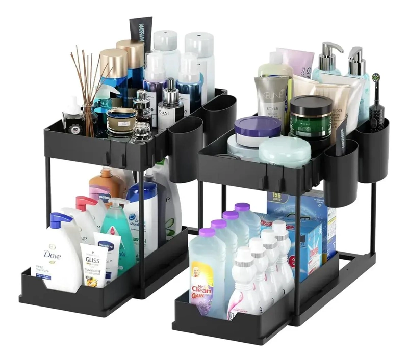 SET DE 2 ORGANIZADORES MULTIFUNCIONALES PARA BAÑO Y COCINA DE 2 NIVELES - 1