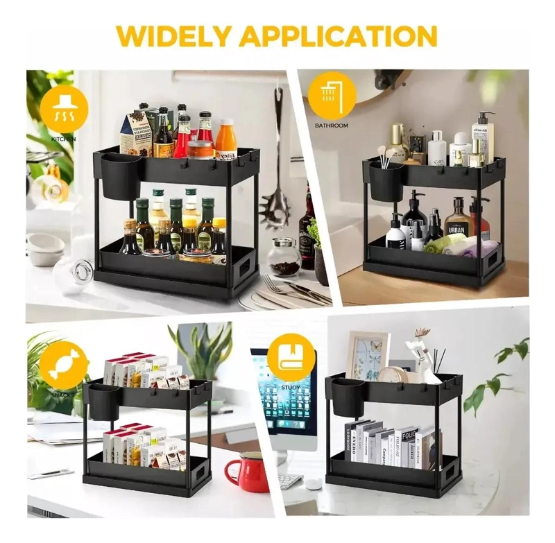 SET DE 2 ORGANIZADORES MULTIFUNCIONALES PARA BAÑO Y COCINA DE 2 NIVELES - 4