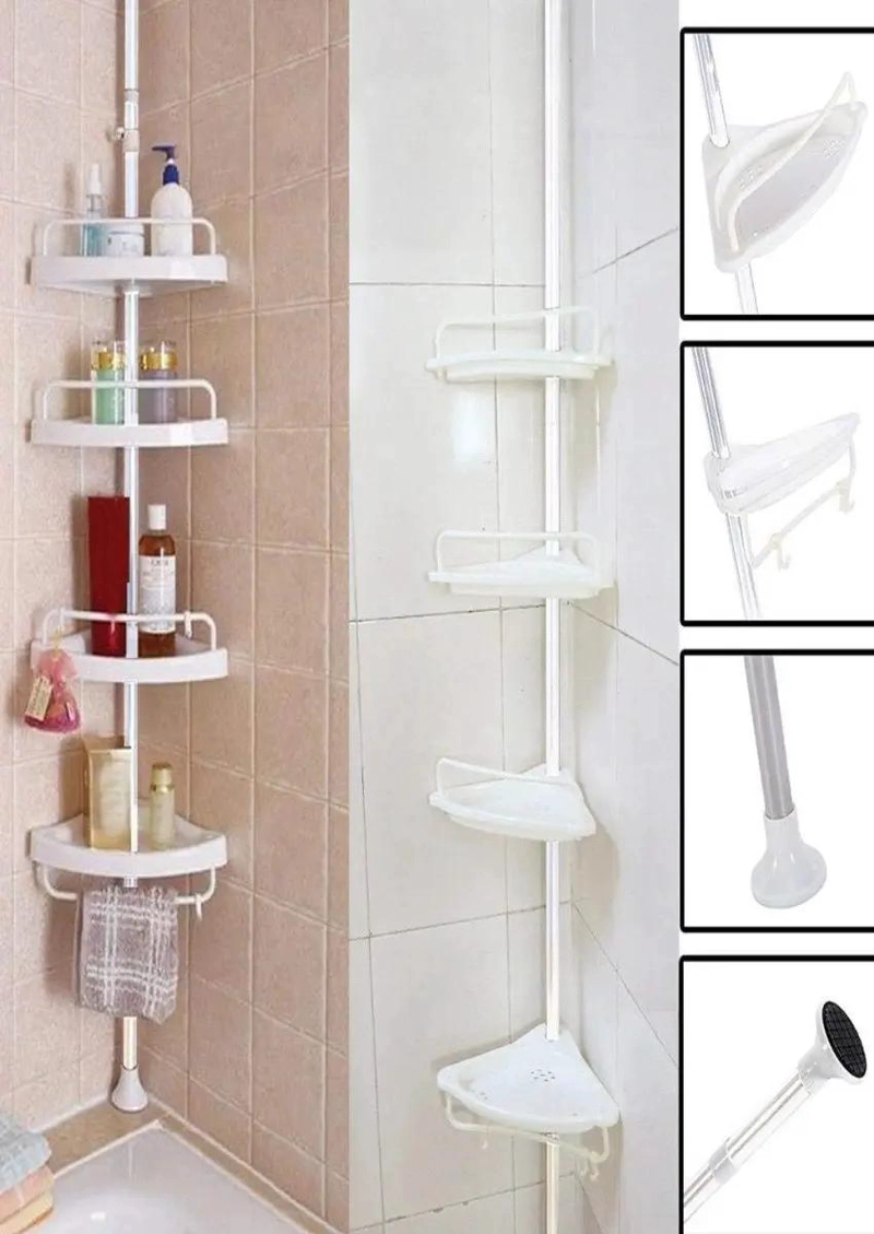 ORGANIZADOR ESQUINERO PARA BAÑO CON 4 REPISAS AJUSTABLES MULTIUSO - 2