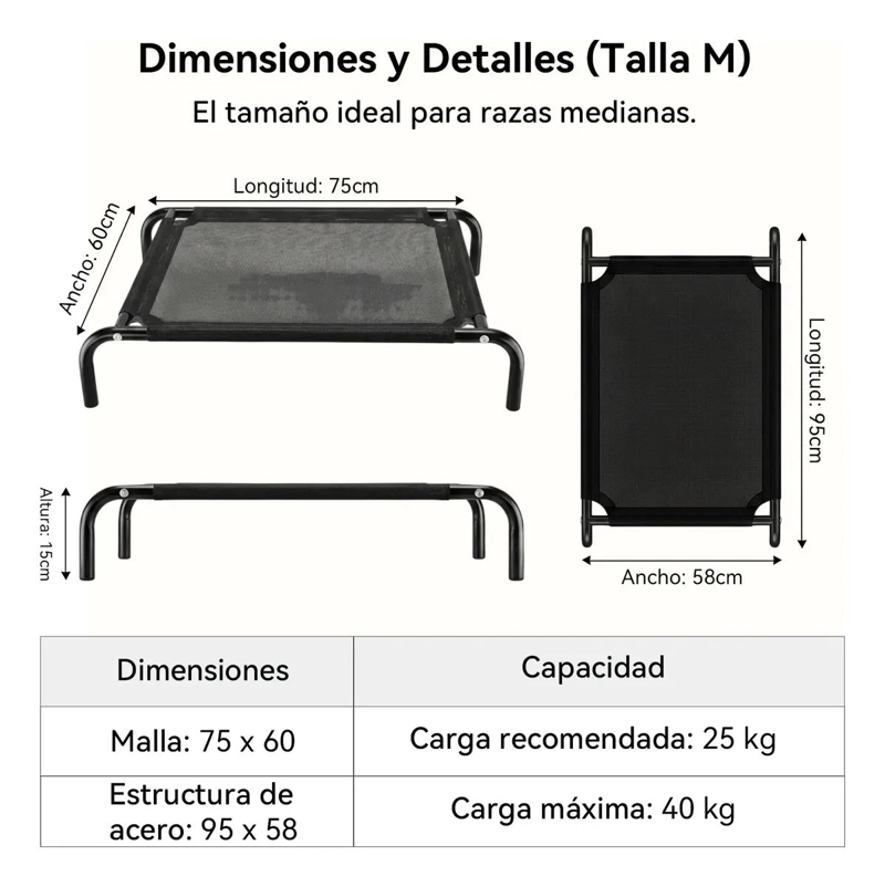 CAMA ELEVADA PARA MASCOTAS CON DISEÑO REFRESCANTE Y VENTILADO - 3