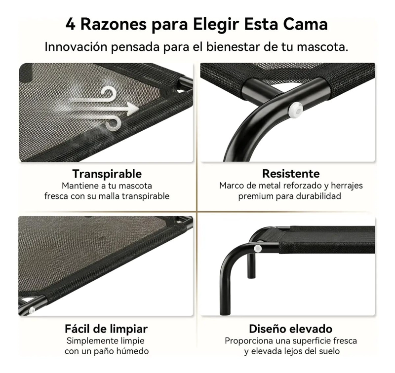 CAMA ELEVADA PARA MASCOTAS CON DISEÑO REFRESCANTE Y VENTILADO - 4
