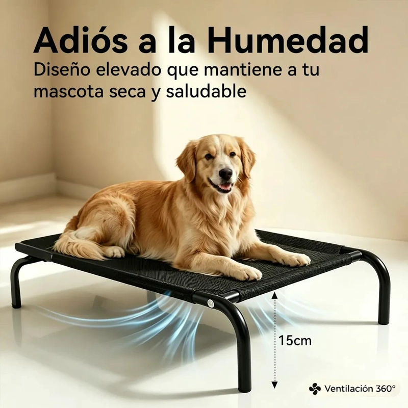 CAMA ELEVADA PARA MASCOTAS CON DISEÑO REFRESCANTE Y VENTILADO - 5