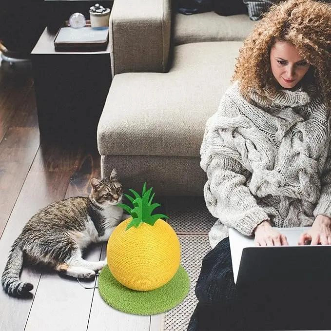 JUGUETE PARA GATOS BOLA RASCADOR CON CUERDA DE SISAL EN FORMA DE FRUTA - 4