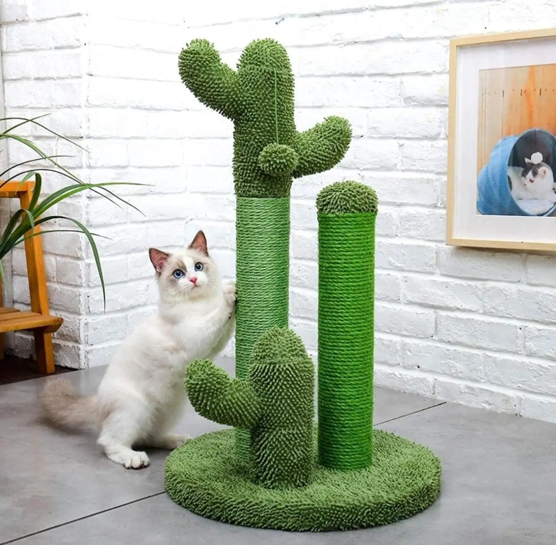 RASCADOR PARA GATOS CON DISEÑO DE CACTUS ANTIESTRE S COLOR VERDE - 2