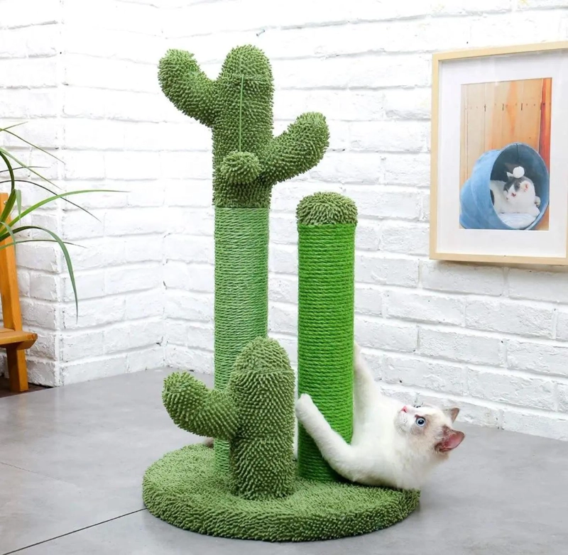 RASCADOR PARA GATOS CON DISEÑO DE CACTUS ANTIESTRE S COLOR VERDE - 3
