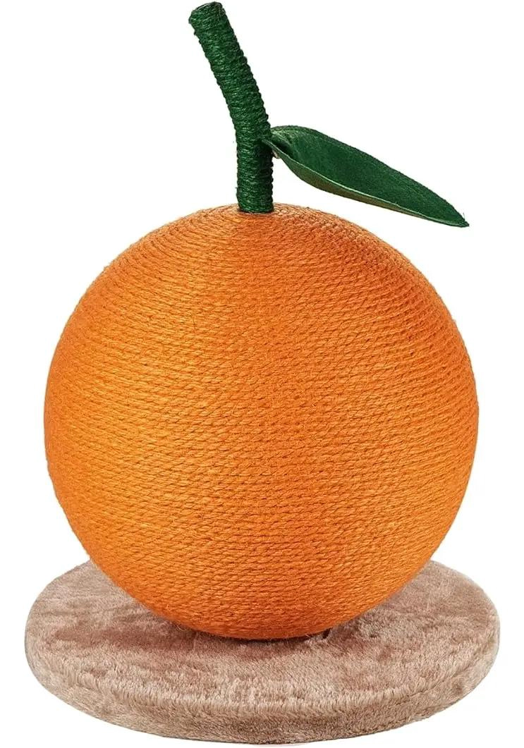 PELOTA INTERACTIVA PARA GATOS CON SISAL COLOR NARANJA PARA RASCAR - 1