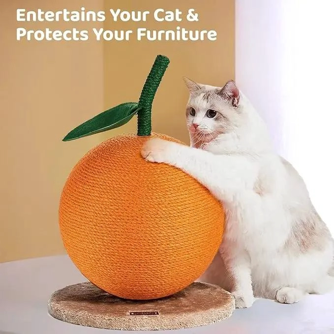 PELOTA INTERACTIVA PARA GATOS CON SISAL COLOR NARANJA PARA RASCAR - 4