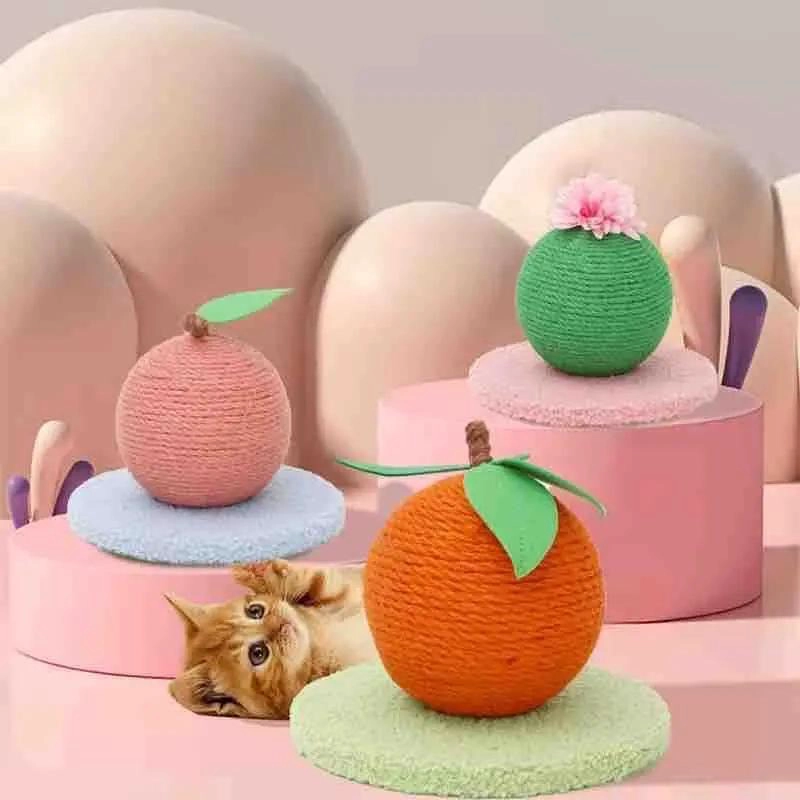 PELOTA INTERACTIVA PARA GATOS CON SISAL COLOR NARANJA PARA RASCAR - 5