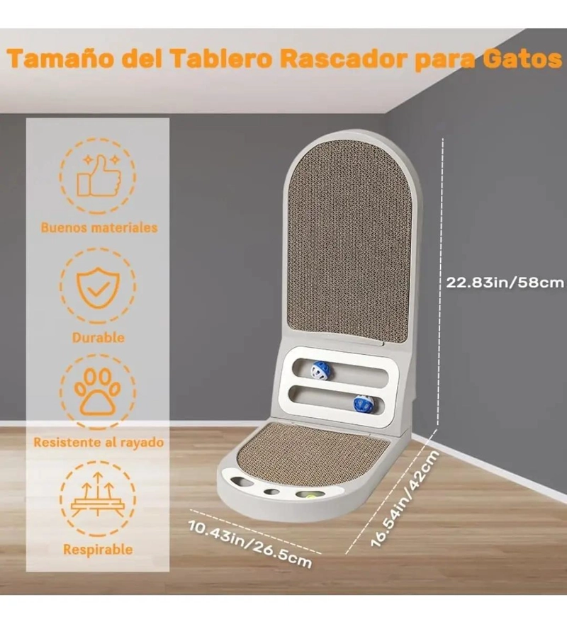 RASCADOR INTERACTIVO PARA GATOS CON DISEÑO ANTIESTRE S Y MATERIALES DURADEROS - 2