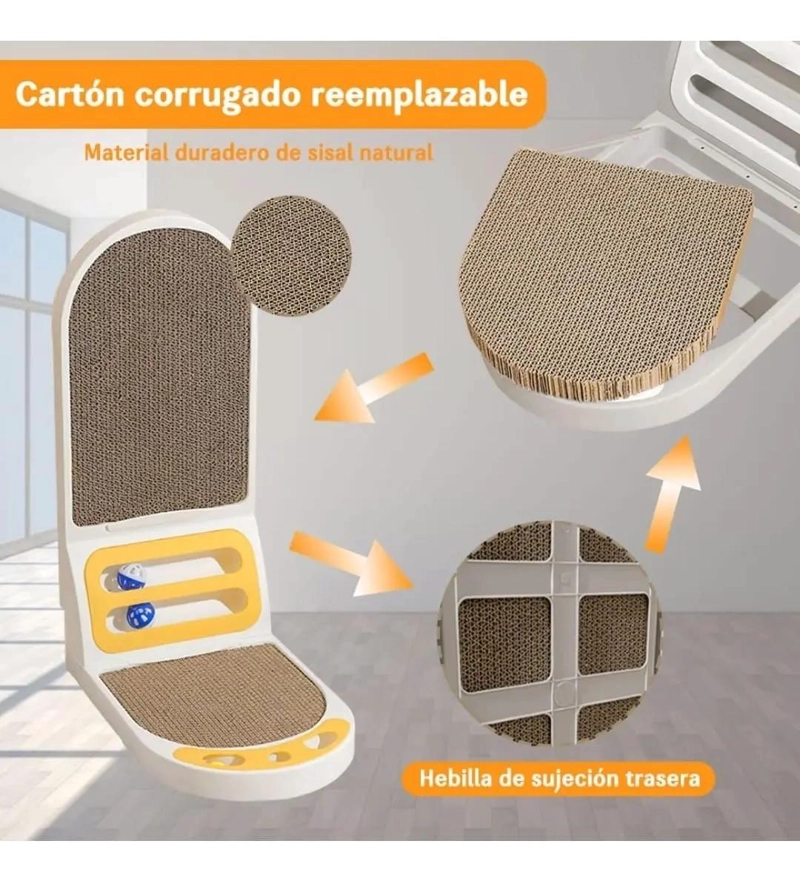 RASCADOR INTERACTIVO PARA GATOS CON DISEÑO ANTIESTRE S Y MATERIALES DURADEROS - 4