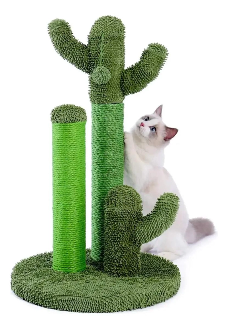 RASCADOR PARA GATOS CON DISEÑO DE CACTUS EN COLOR VERDE - 4