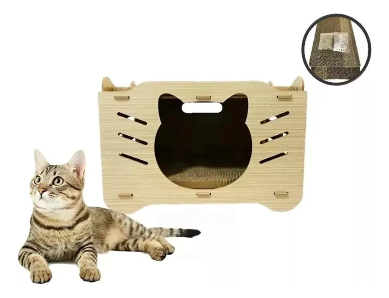 RASCADOR DE CARTON CORRUGADO CON BOLAS PARA GATOS - 3