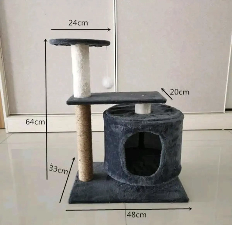 RASCADOR PARA GATOS CON CASA INTEGRADA Y JUGUETE COLGANTE - 3