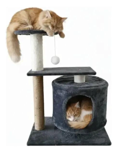 RASCADOR PARA GATOS CON CASA INTEGRADA Y JUGUETE COLGANTE - 4