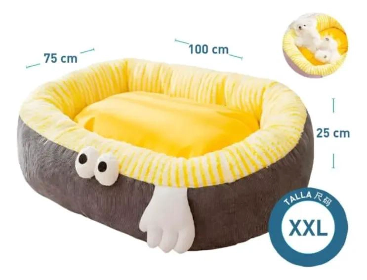 CAMA ACOLCHADA PARA MASCOTA CON DISEÑO DIVERTIDO Y TAMAÑO XXL - 2