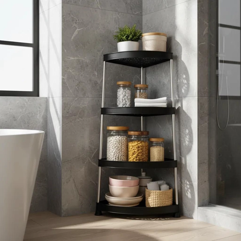ESTANTE ESQUINERO ORGANIZADOR DE 3 NIVELES PARA COCINA Y BAÑO - 1