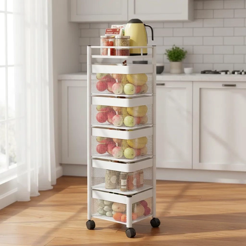ESTANTE ORGANIZADOR GIRATORIO DE METAL CON 5 NIVELES PARA FRUTAS Y VERDURAS - 1