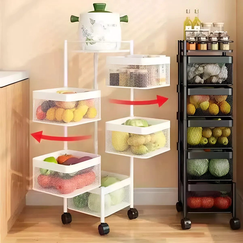 ESTANTE ORGANIZADOR GIRATORIO DE METAL CON 5 NIVELES PARA FRUTAS Y VERDURAS - 4