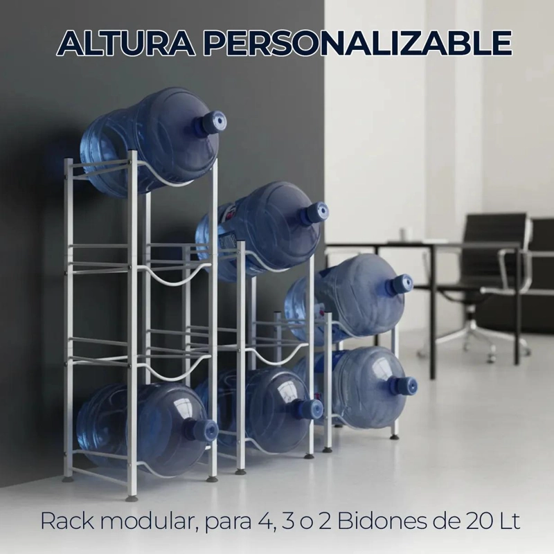 ESTANTE ORGANIZADOR PARA BOTELLONES Y BIDONES DE AGUA DE 20 LITROS CON 4 BASES - 3
