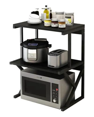 RACK ORGANIZADOR MULTIUSOS DE 2 NIVELES COLOR NEGRO PARA MICROONDAS - 1