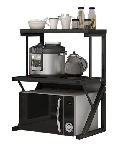 RACK ORGANIZADOR MULTIUSOS DE 2 NIVELES COLOR NEGRO PARA MICROONDAS - 2