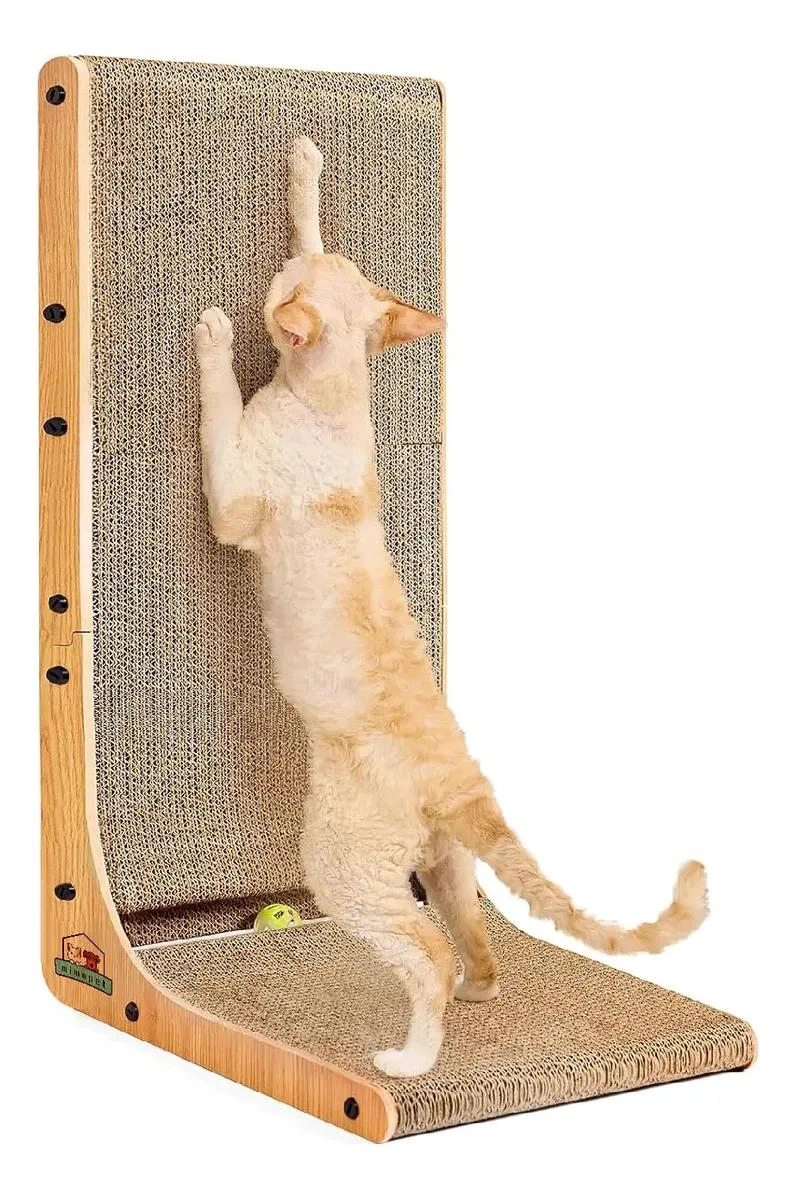 RASCADOR VERTICAL PARA GATOS EN FORMA DE L CON CARTON CORRUGADO RESISTENTE - 1