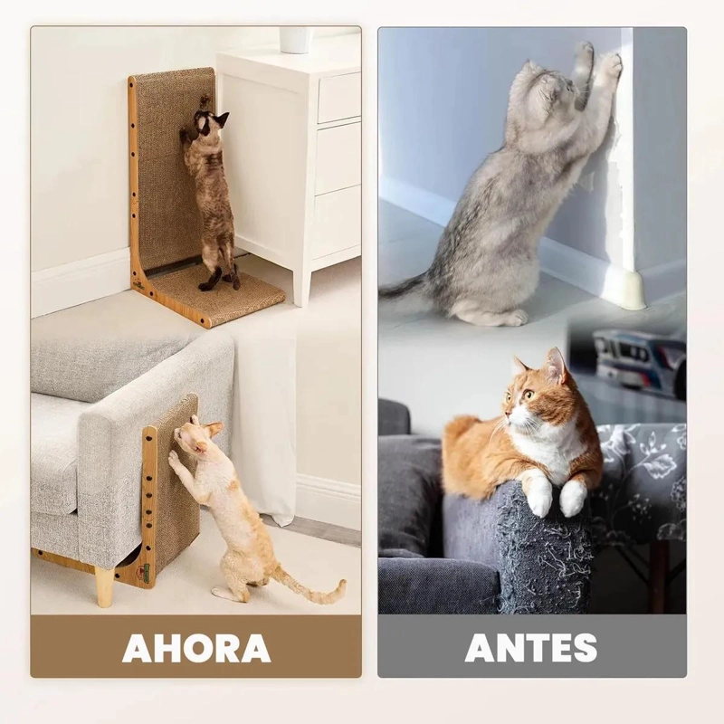RASCADOR VERTICAL PARA GATOS EN FORMA DE L CON CARTON CORRUGADO RESISTENTE - 3