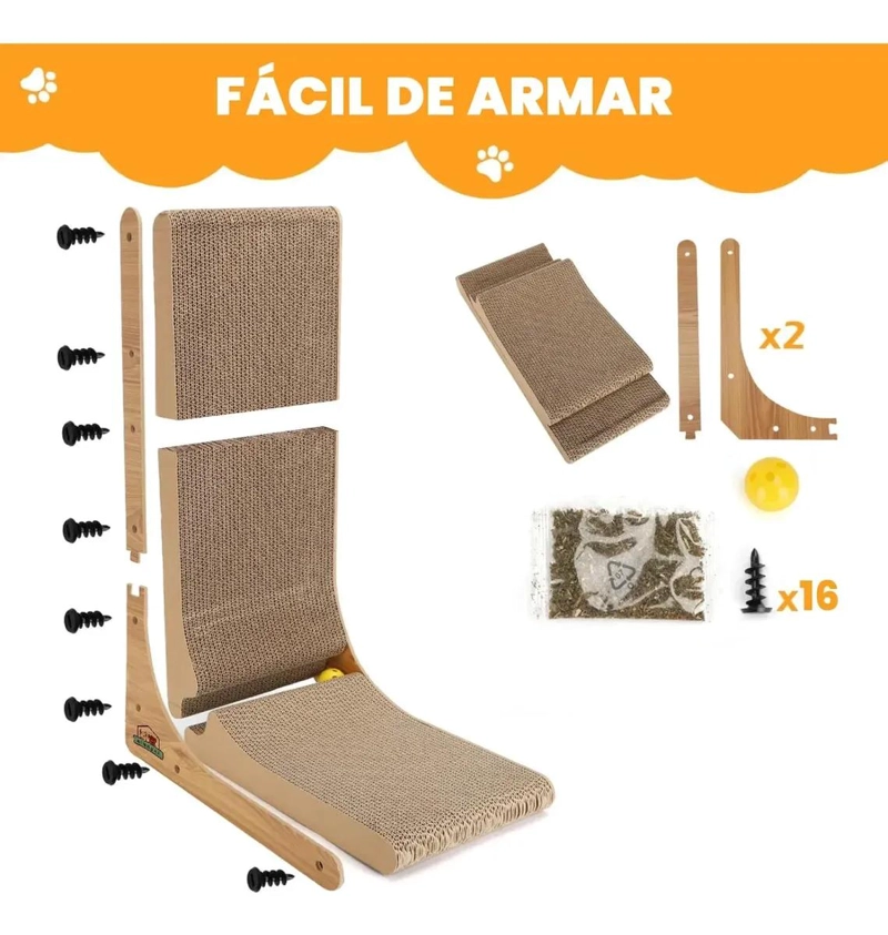 RASCADOR VERTICAL PARA GATOS EN FORMA DE L CON CARTON CORRUGADO RESISTENTE - 5