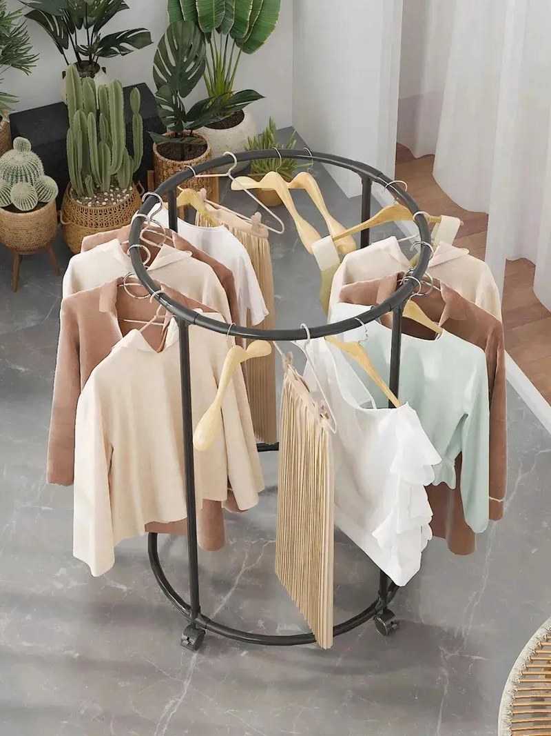 PERCHERO ORGANIZADOR GIRATORIO CIRCULAR COLOR NEGRO PARA ROPA - 2