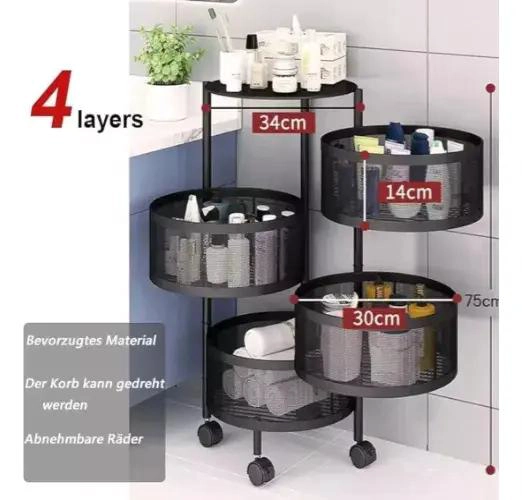 CARRITO ORGANIZADOR MULTIUSO CON CESTAS GIRATORIAS Y 4 NIVELES - 2