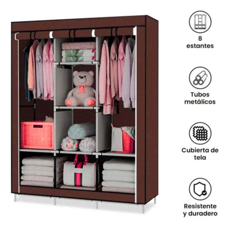CLOSET ORGANIZADOR ARMABLE Y TRANSPORTABLE DE TELA PARA ROPA - 4