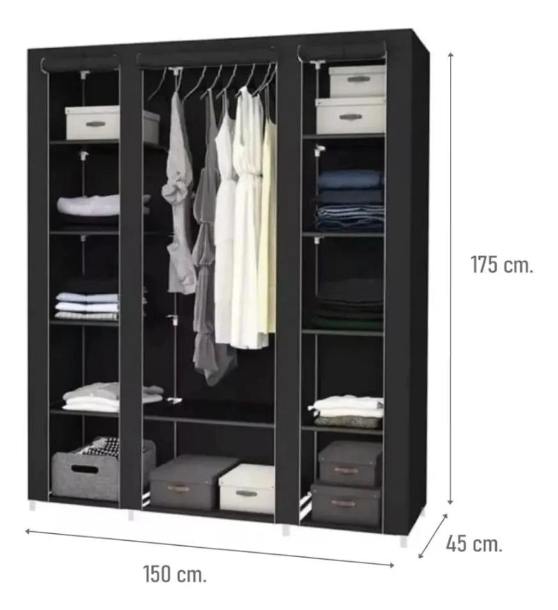 CLOSET ORGANIZADOR ARMABLE Y TRANSPORTABLE DE TELA PARA ROPA - 5