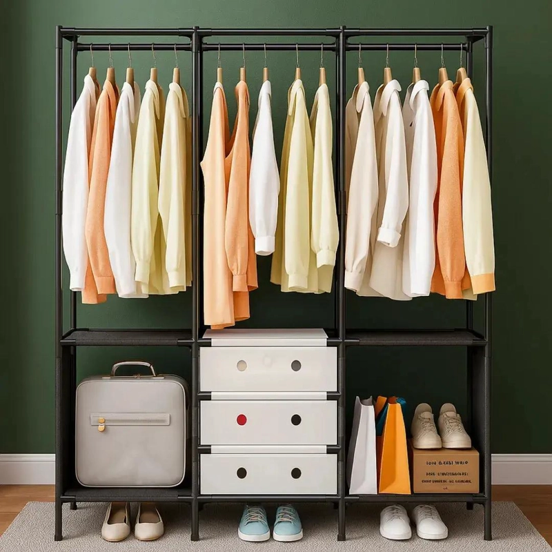 COLGADOR ORGANIZADOR PARA ROPA CON TRES NIVELES DE ALMACENAMIENTO - 4