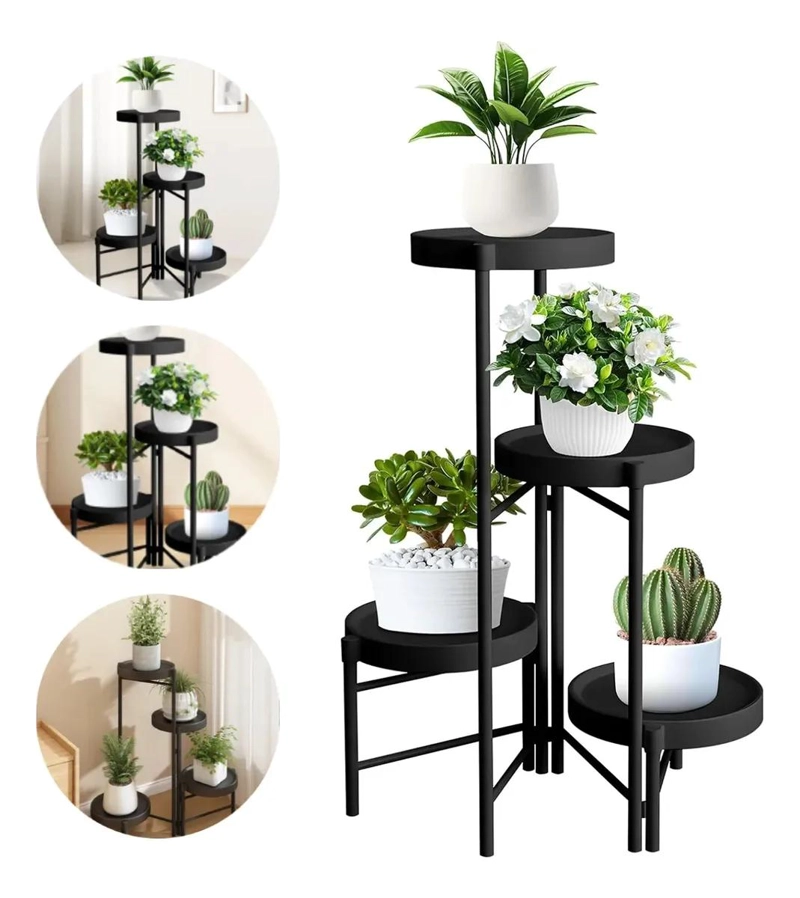 SET ORGANIZADOR DE 4 PEDESTALES METALICOS DESMONTABLES PARA MACETEROS - 1