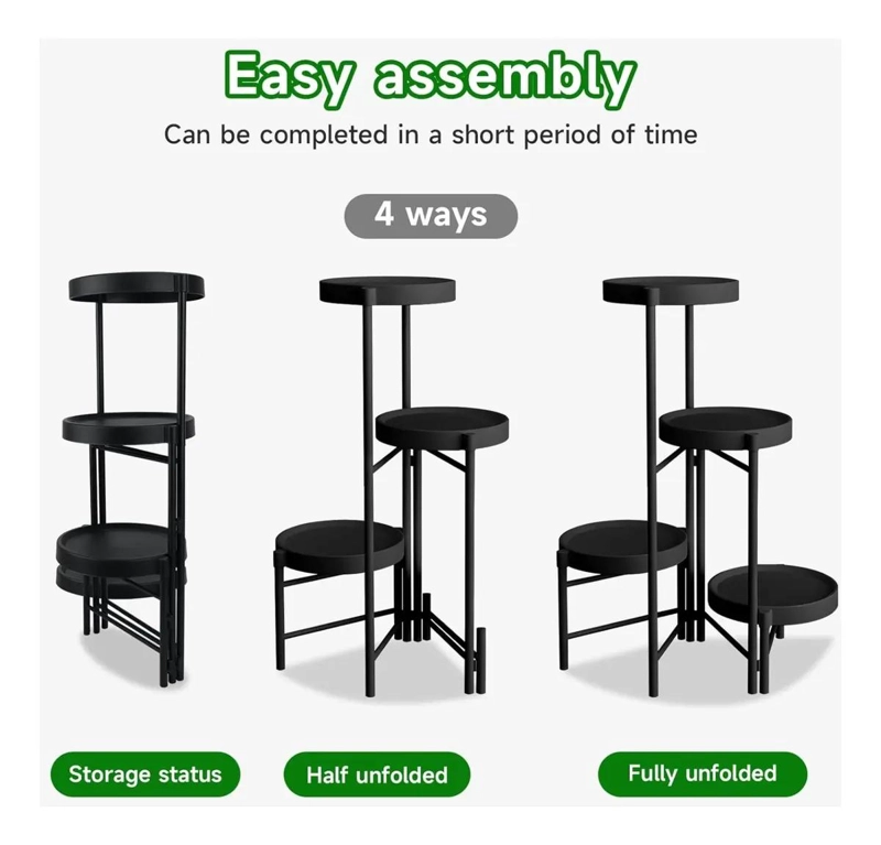 SET ORGANIZADOR DE 4 PEDESTALES METALICOS DESMONTABLES PARA MACETEROS - 3