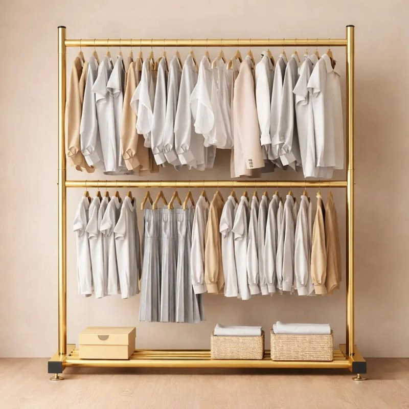 PERCHERO ORGANIZADOR DE ROPA CON DOS NIVELES PARA MAYOR CAPACIDAD - 3