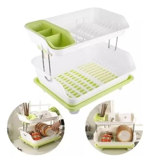 ESCURRIDOR DE PLATOS DE PLASTICO DE 2 NIVELES CON VENTILACION - 1