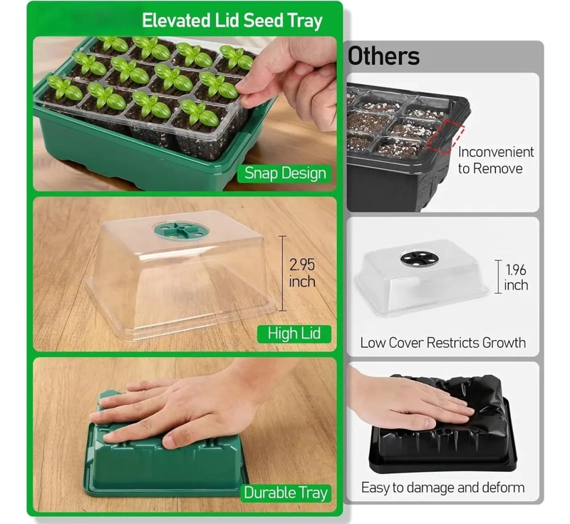 KIT DE 5 BANDEJAS PARA ALMACIGOS CON 12 CELDAS PARA GERMINACION - 3