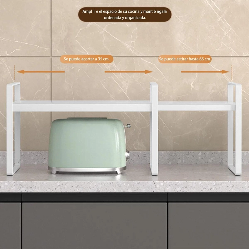ESTANTE ORGANIZADOR EXTENSIBLE PARA GABINETES DE COCINA CON AJUSTE FLEXIBLE - 5